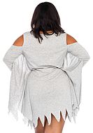 Female ghost, costume dress, cold shoulder, cape, XL to 4XL